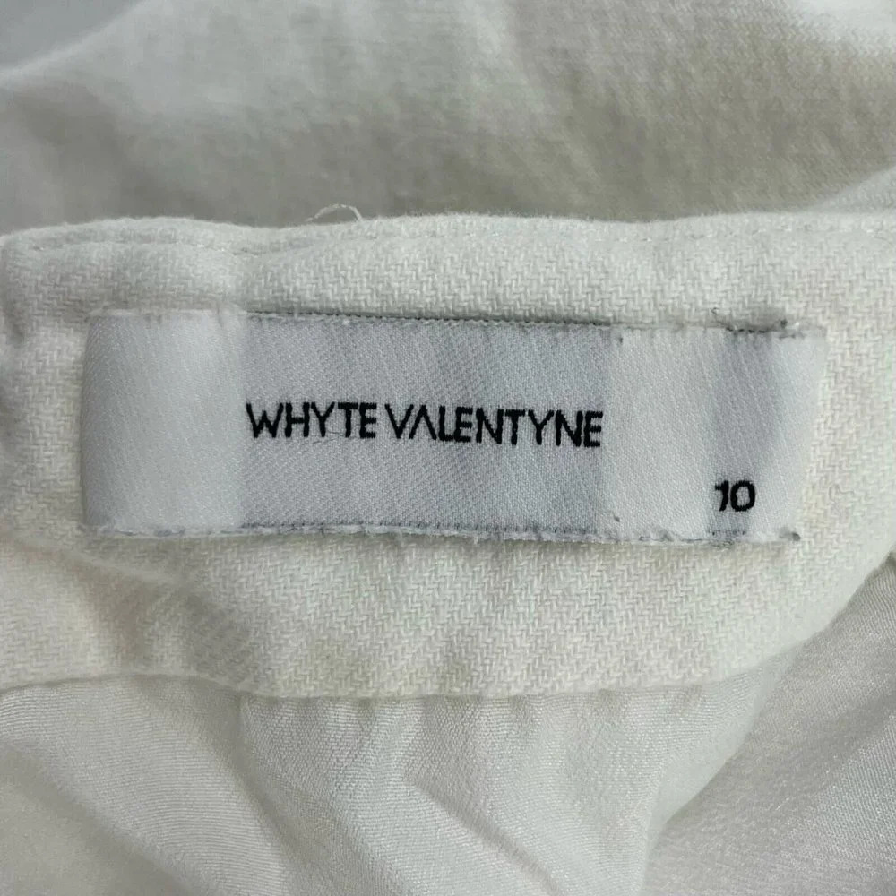 Whyte Valentyne Mini Dress Women's Sz 10 White Spaghetti Strap V-Neck Raw Hem - Picture 11 of 12